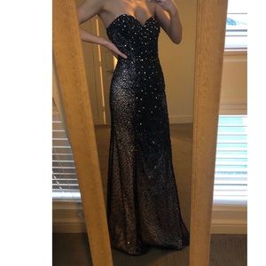 Completely beaded black & nude dress